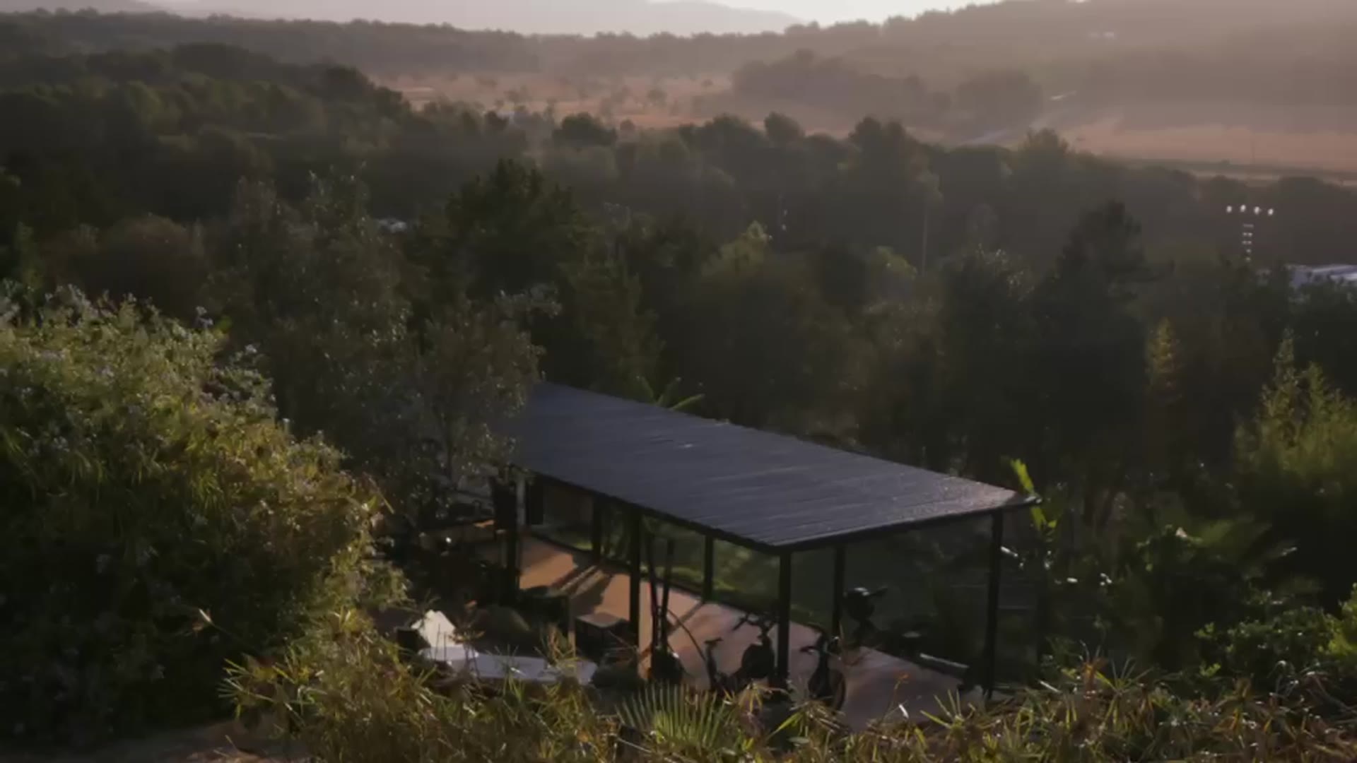 Outdoor gym overlooking the countryside