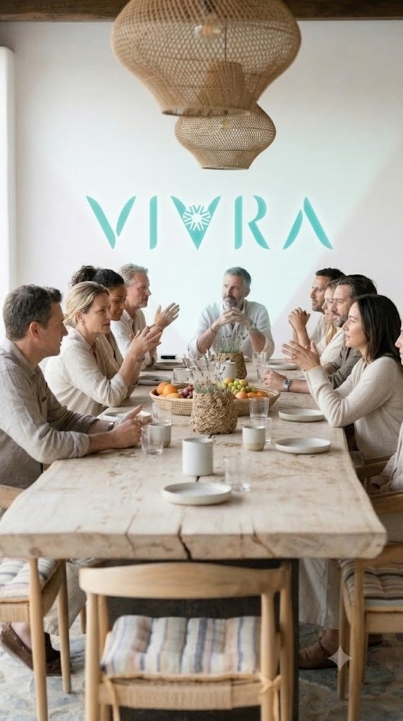 VIVRA circle gathered around the long table